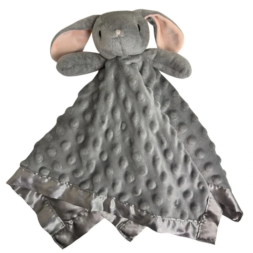Minky Dot Bunny Lovey Security Blanket Rabbit Baby Grey Pink Soft Pro Goleem